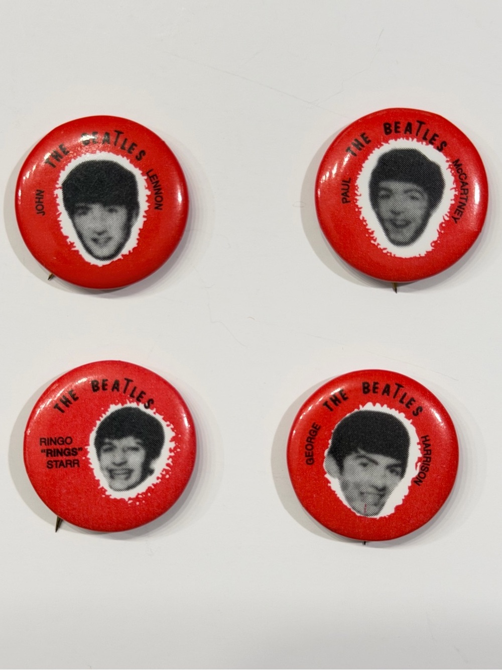 Vintage 1964 Beatles Green Duck Seltaeb Pinback Buttons Set of 4